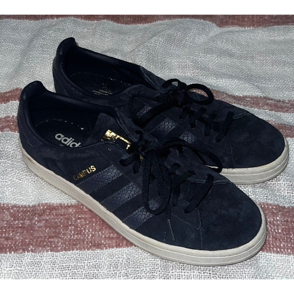 Adidas Campus Sneakers Womens 8.5 Navy Blue Good Snakeskin Stripes BY9851